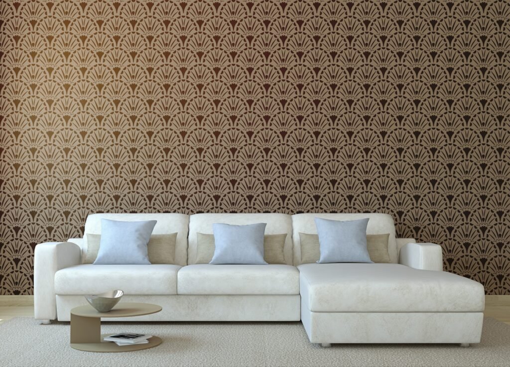 wall stencil painting for living room