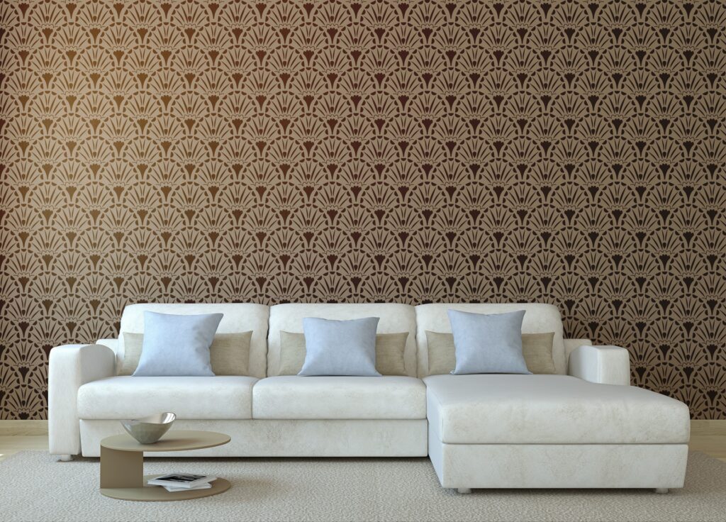 Wall design with stencil  Asian paints wall designs, Wall stencil  patterns, Stencil painting on walls