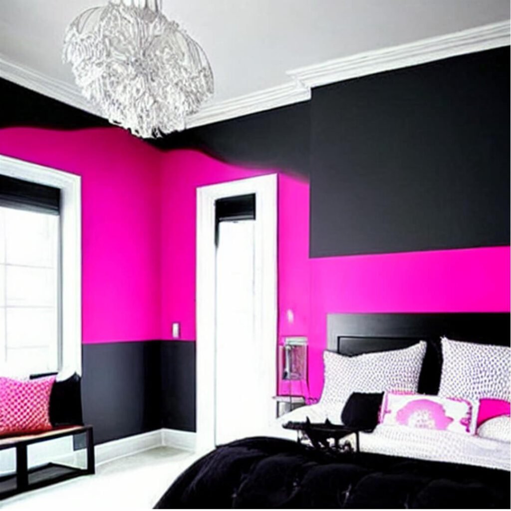 Pink Two-Colour Combinations for Bedroom, pink and black two color combination for bedroom