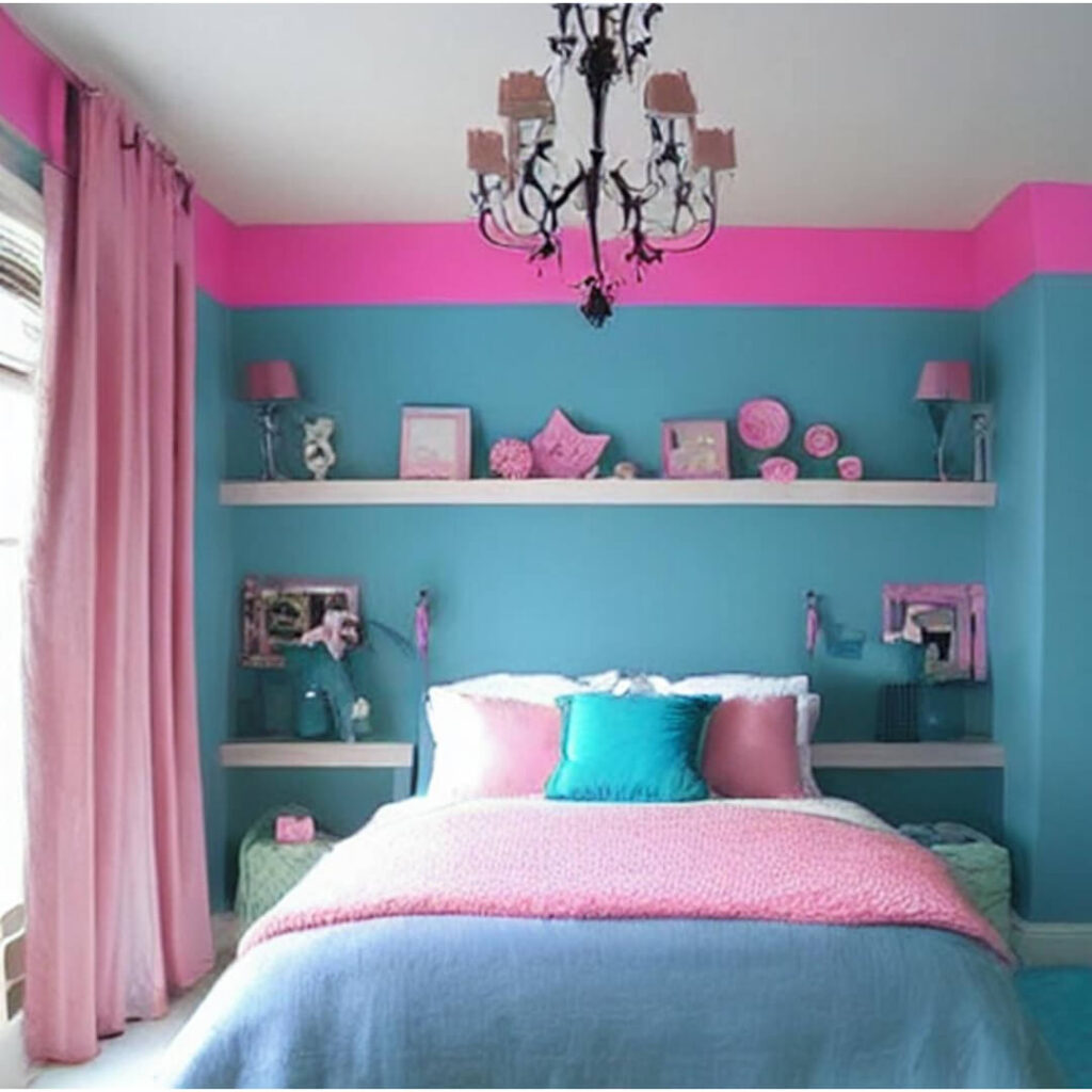 Pink Two Colour Combination For Bedroom Walls