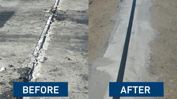 Before and After Image of Expansion Joint after waterproofing solutions
