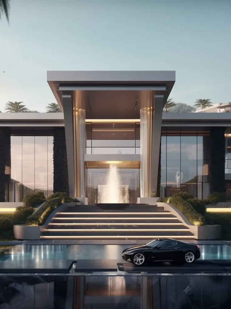 luxury-villa-dubai-with-car-front-it